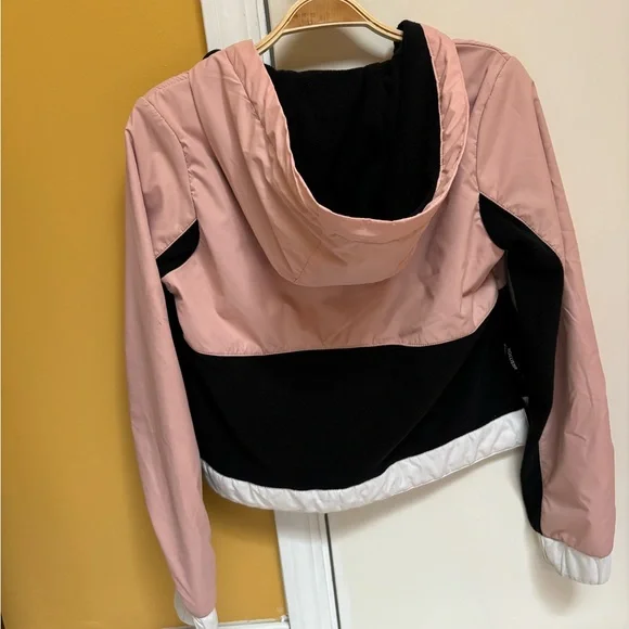 HOLLISTER XS pink/black/white Windbreaker 1/4 Zip Fleece Lined Hoodie - Picture 5 of 11
